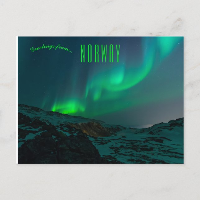 Cartão Postal Luzes do norte em Tromso Noruega (Frente)