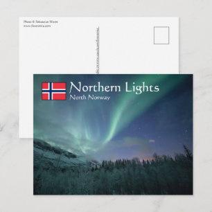 Cartão Postal Luzes do Norte no Norte da Noruega