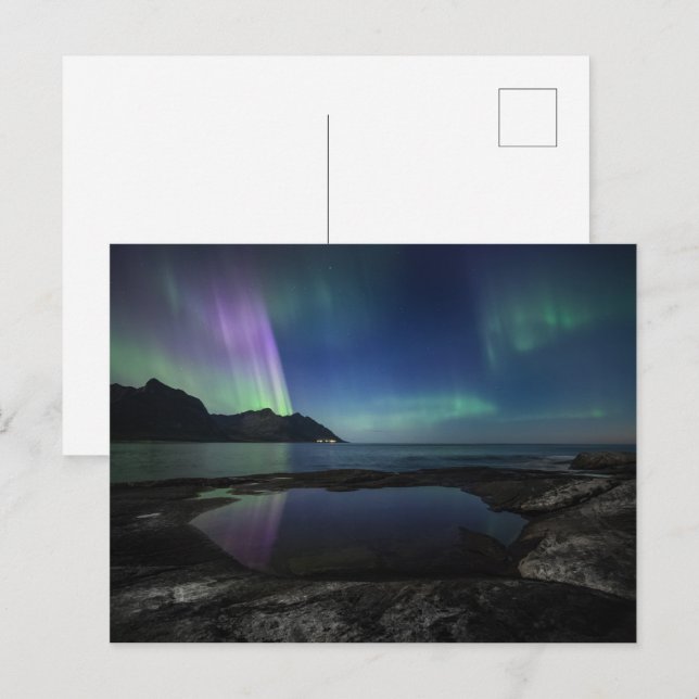 Cartão Postal Luzes do Norte Noruega (Frente/Verso)