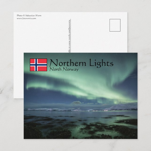 Cartão Postal Luzes do Norte Noruega (Frente/Verso)