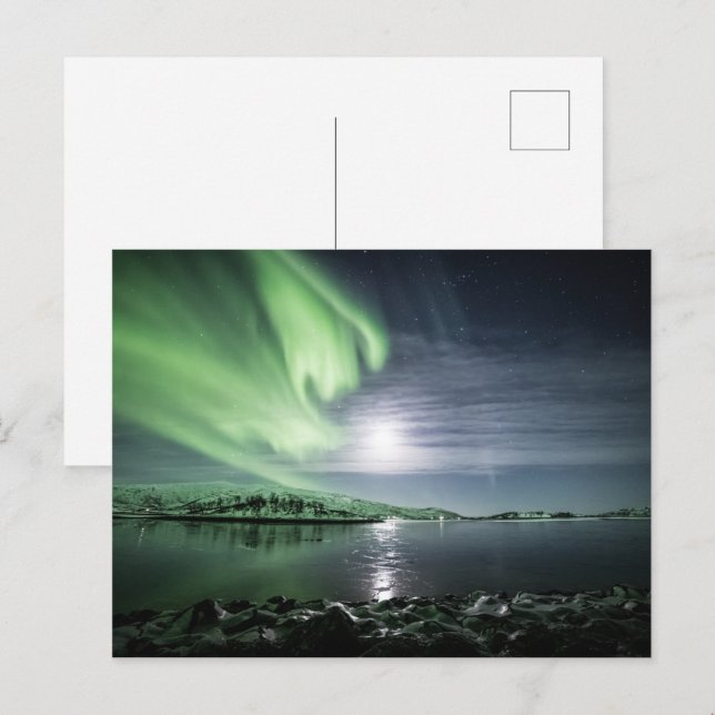 Cartão Postal Luzes do Norte Noruega (Frente/Verso)