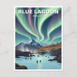 Cartão Postal Luzes nortes Islândia Blue Lagoa Viagem