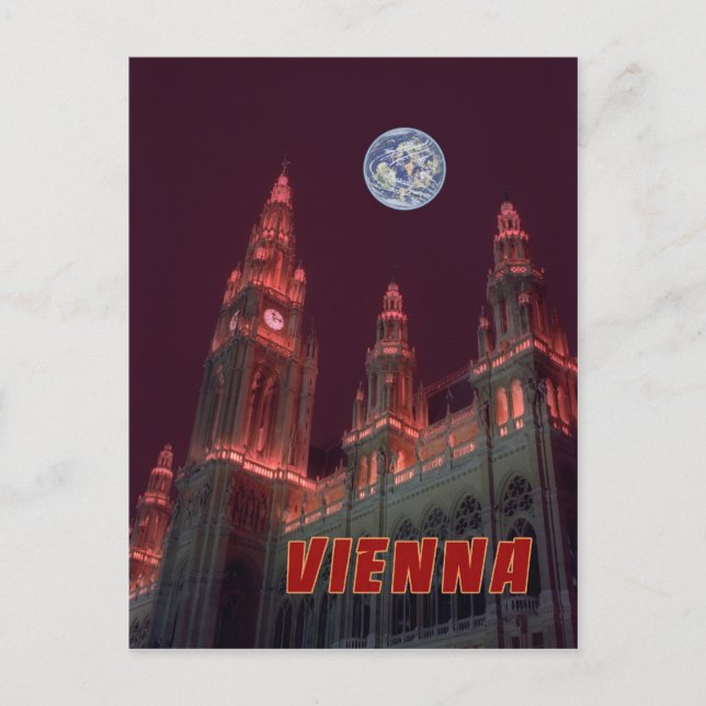 Cartão Postal Luzes noturnas de Viena (Frente)