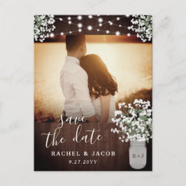 Cartão Postal Luzes Rústicas de Pote de Pedra Casamento Salve a