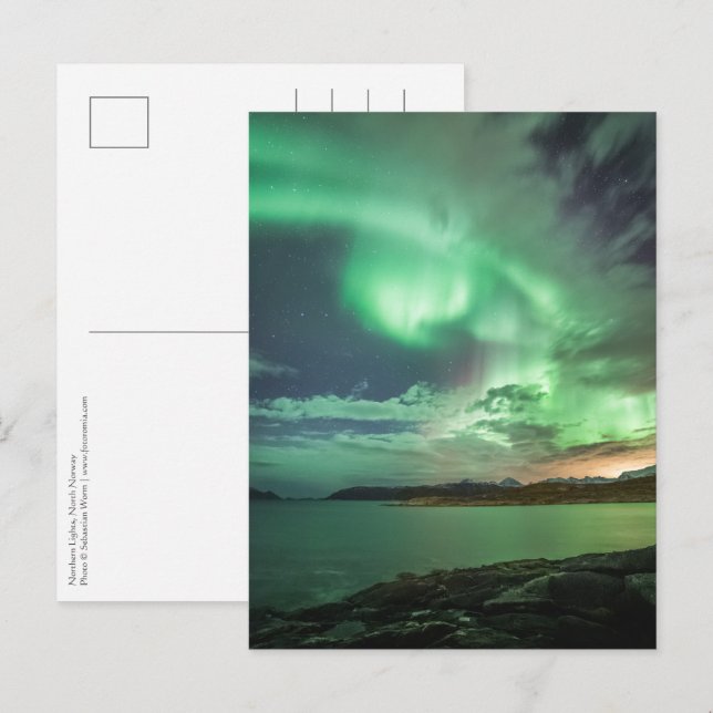 Cartão Postal Luzes verdes do Norte (Frente/Verso)