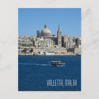 Cartão Postal Luzzu Barcos de Pesca La Valletta Skyline Harbor M