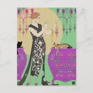 Cartão Postal Lydia & Bengal em Fúsia e Verde