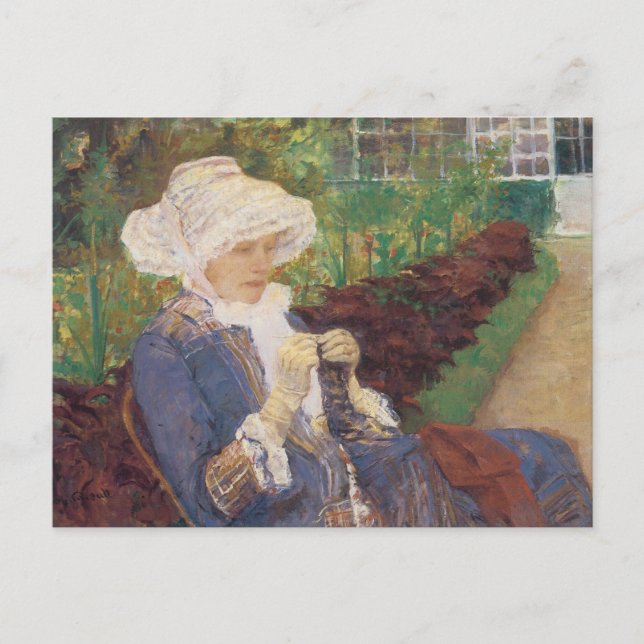 Cartão Postal Lydia Crocheting no Jardim de Marly, Mary Cassatt (Frente)