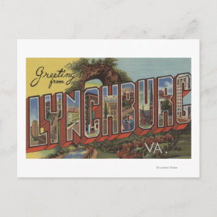 Cartão Postal Lynchburg, Virgínia - Cenas com Letras Grandes