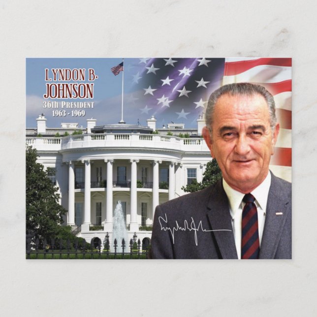 Cartão Postal Lyndon B. Johnson - 36º Presidente dos EUA (Frente)