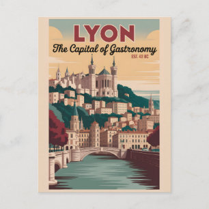 Cartão Postal Lyon França Paisagem Urbana Retro Viagem