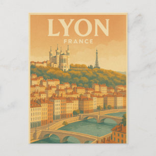 Cartão Postal Lyon — França viagem vintage