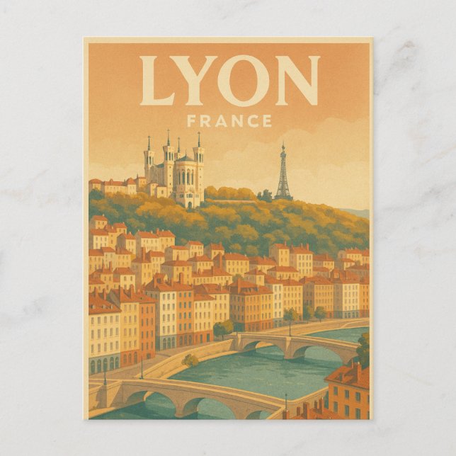 Cartão Postal Lyon — France vintage travel (Frente)
