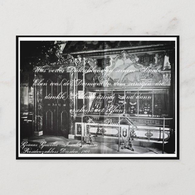 Cartão Postal Lyrik Gedicht Juwelenzimmer Dresden Grünes Gewölbe (Frente)