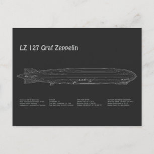 Cartão Postal LZ 127 Graf Zeppelin - Planos de Impressão Aeronáu
