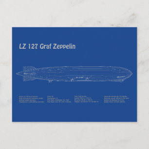 Cartão Postal LZ 127 Graf Zeppelin - Planos de projeto de aeróst