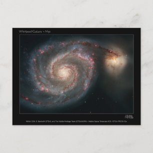 Cartão Postal M51 Whirlpool and companion galaxies