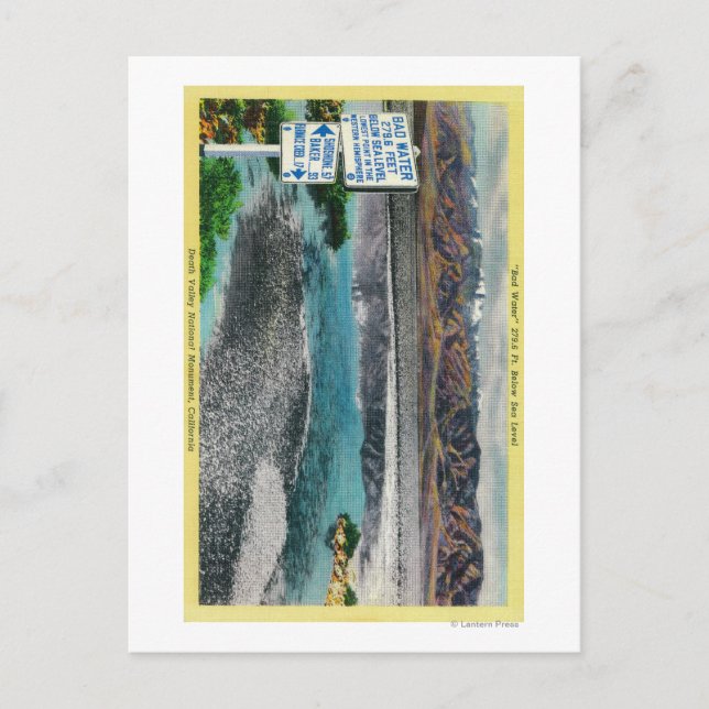 Cartão Postal Má Água no Monumento Nacional do Vale da Morte (Frente)