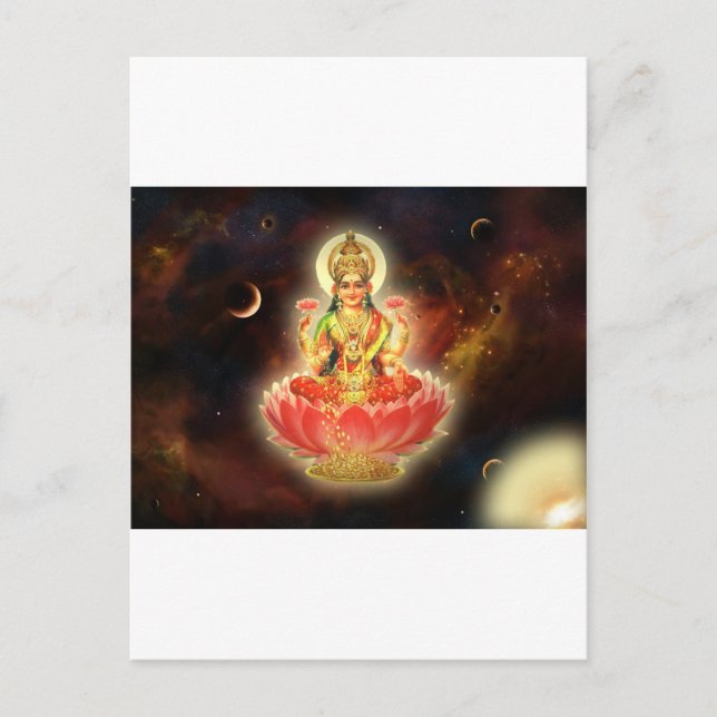 Cartão Postal Maa Maha Lakshmi Devi Laxmi Deusa da Riqueza (Frente)