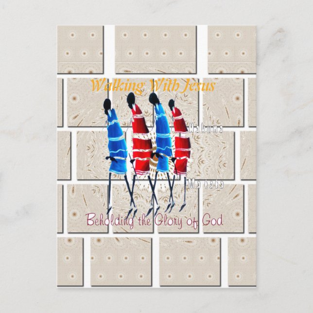 Cartão Postal Maasai Morans Christian Art Impressão (Frente)