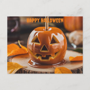 Cartão Postal maçã de carme gravada como jack ou lanterna hallow