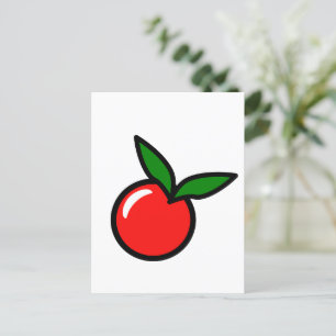 Cartão Postal Maçã ou cereja, desenho animado de Fruta de cozinh
