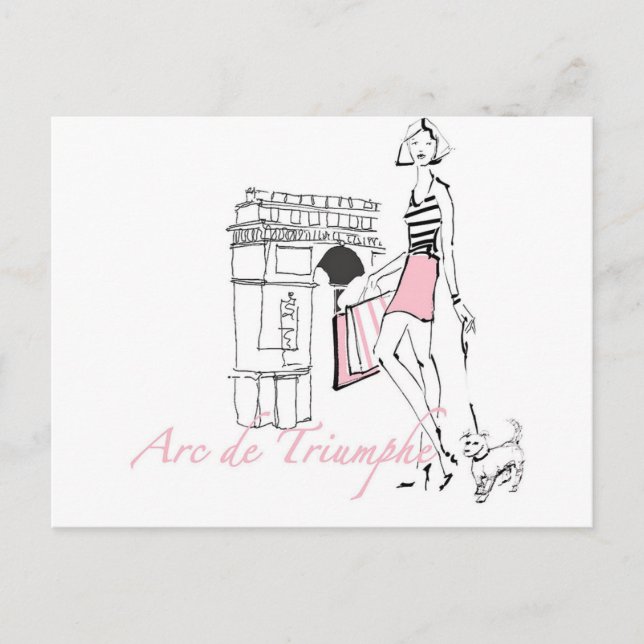 Cartão Postal Maçã Selvagem | Arc De Triomphe - Sketch Girly (Frente)