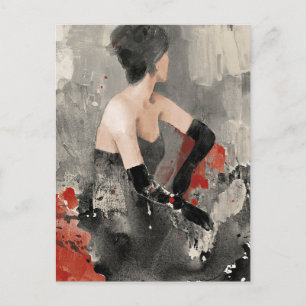 Cartão Postal Maçã Selvagem Vintage Watercolor Mulher