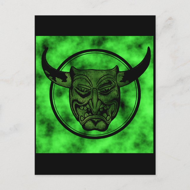 Cartão Postal Macabramente: Sorrindo o demónio verde (Frente)