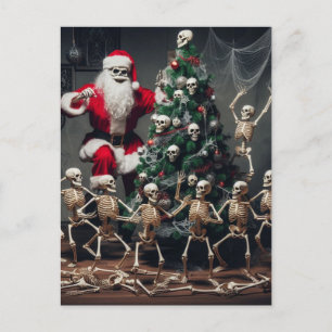 Cartão Postal Macabre Papais noeis de esqueleto esqueletos festi