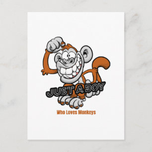 Cartão Postal macaco apenas um menino 