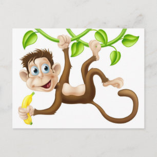 Cartão Postal Macaco balançando com banana