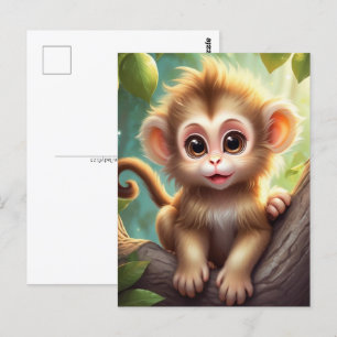 Cartão Postal Macaco bebê na selva, Cartão-postal