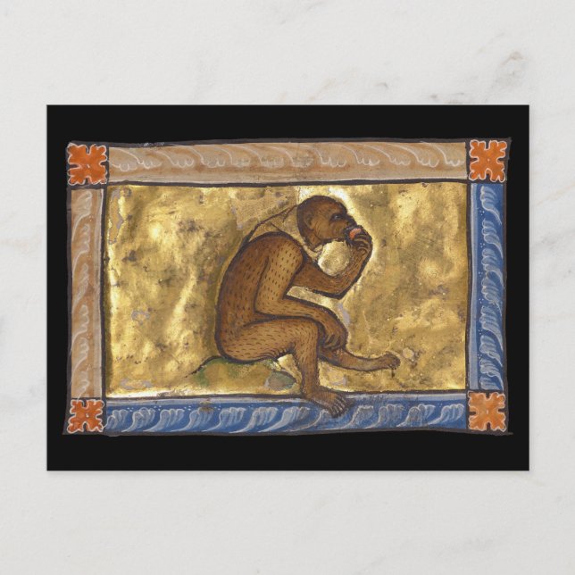 Cartão Postal Macaco Bestiário Medieval c. 1270 (Frente)