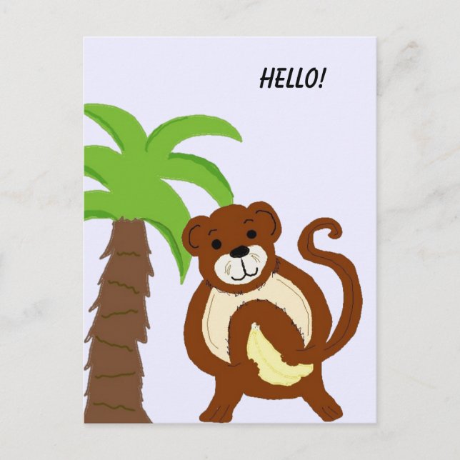 Cartão Postal Macaco Bobo com Palmeira (Frente)