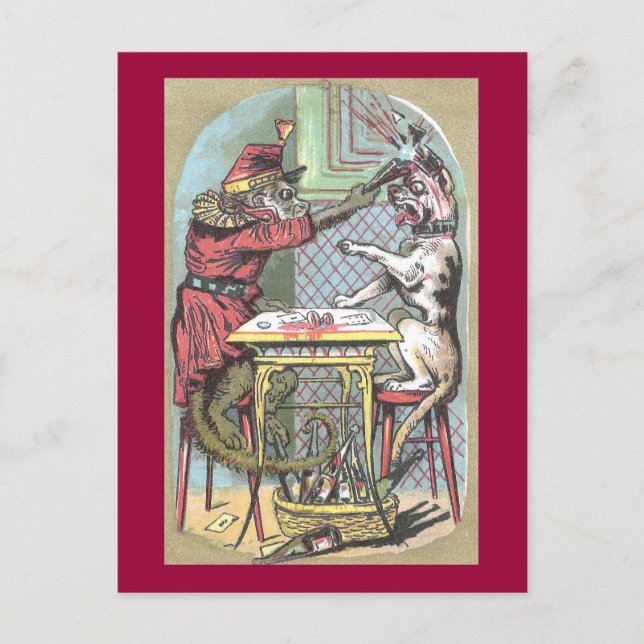 Cartão Postal Macaco Caminha Cachorro com Garrafa (Frente)