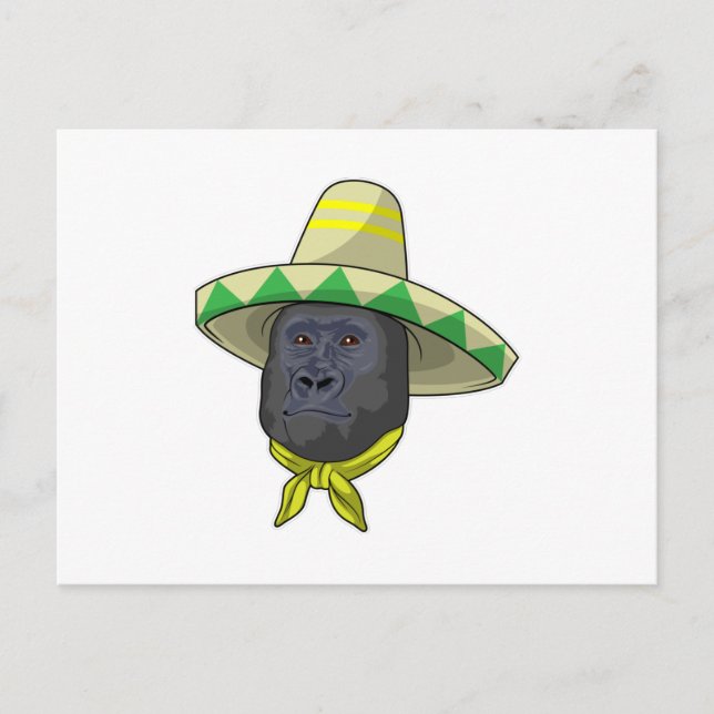 Cartão Postal Macaco com chapéu de palha (Frente)