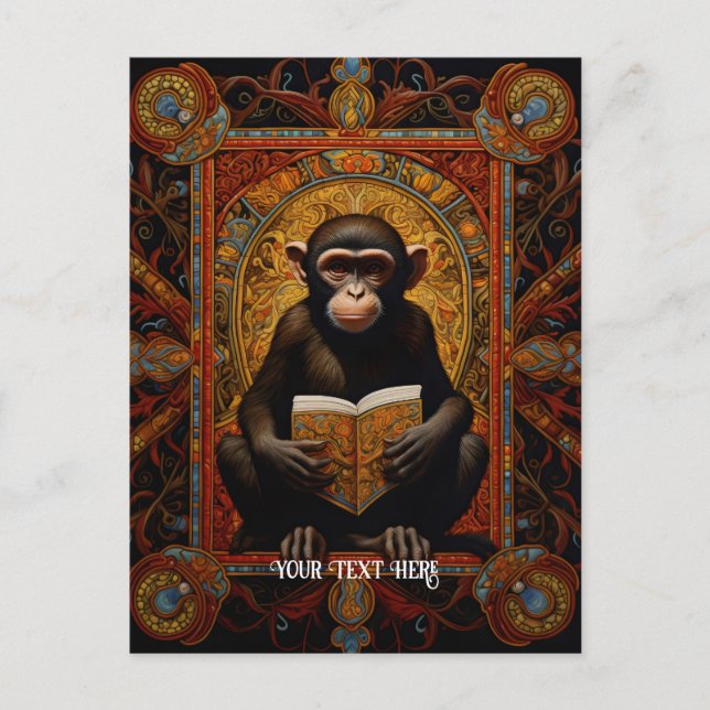 Cartão Postal Macaco com livro (Frente)