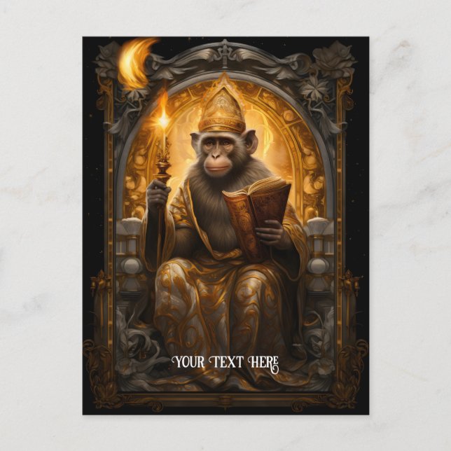 Cartão Postal Macaco com livro (Frente)