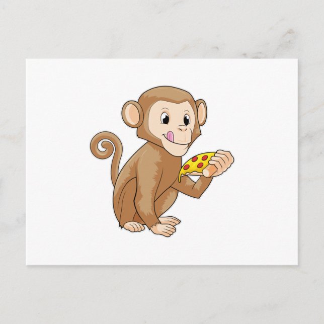 Cartão Postal Macaco com Pedaço de Pizza (Frente)