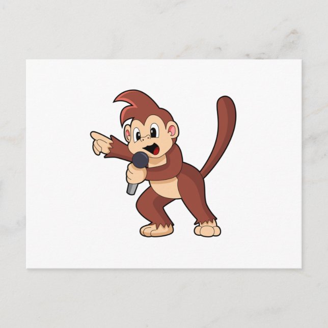Cartão Postal Macaco como Cantor com Microfone.PNG (Frente)