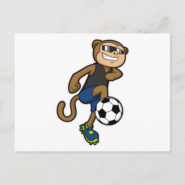 Cartão Postal Macaco como jogador de Futebol no Futebol (Frente)