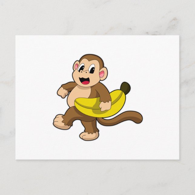 Cartão Postal Macaco correndo com banana (Frente)