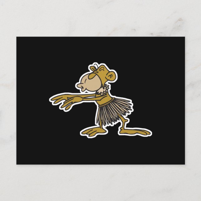 Cartão Postal macaco dançante hula (Frente)