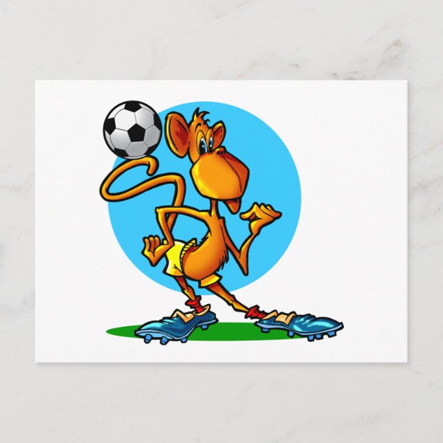 Cartão Postal Macaco de Futebol de Cartoon (Frente)