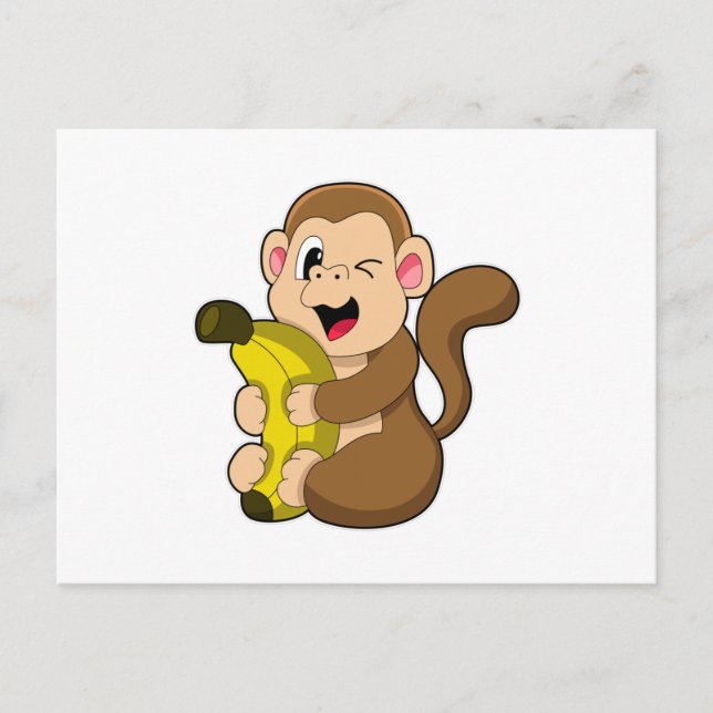 Cartão Postal Macaco Engraçado com Banana (Frente)