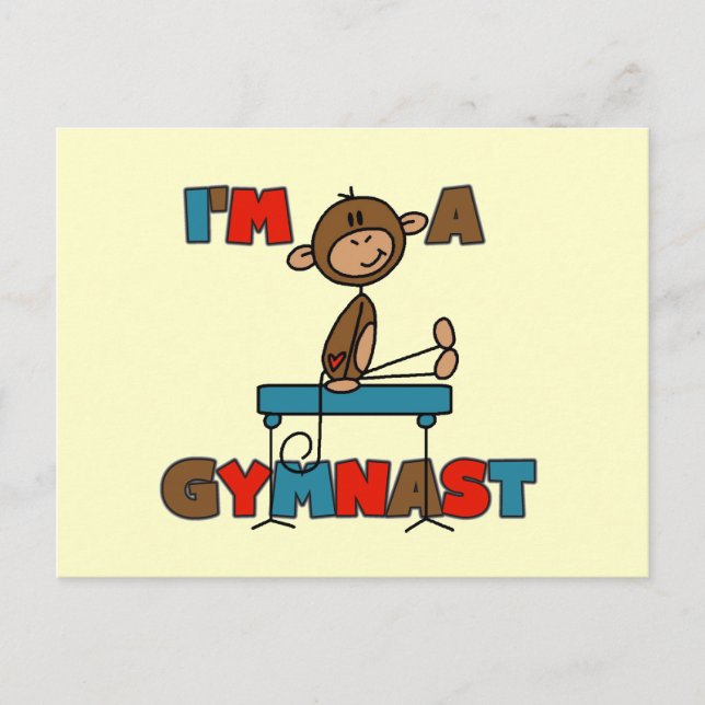 Cartão Postal Macaco Eu sou um Ginasta (Frente)