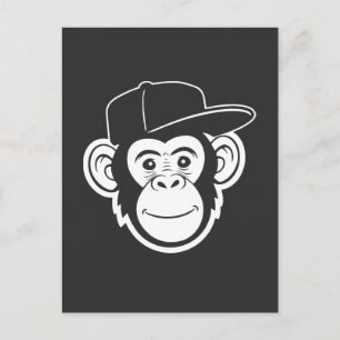 Cartão Postal Macaco Fofo de Boné