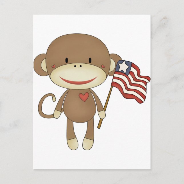 Cartão Postal Macaco-meia com bandeira (Frente)