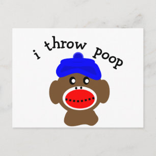 Cartão Postal Macaco-meia "I THROW POOP"